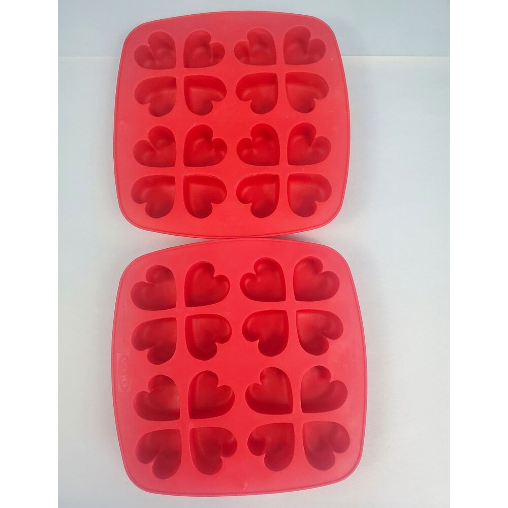 Lot of 2 IKEA PLASTIS Heart Ice Cube IKEA Rubber Heart Ice Cube Tray Valentines